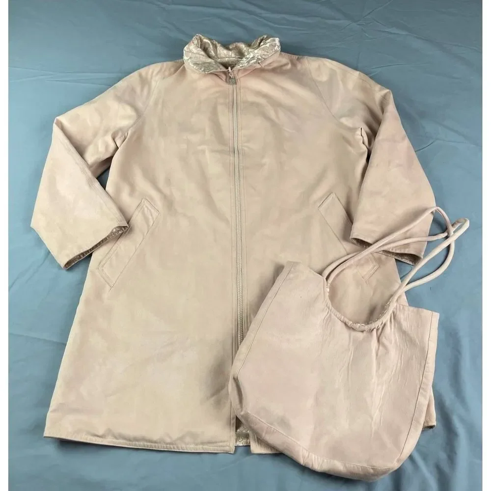 Mycra Pac Life Reversible Full Zip Jacket with Hand Bag Blush Pink Jacquard Sz P - Picture 2 of 11